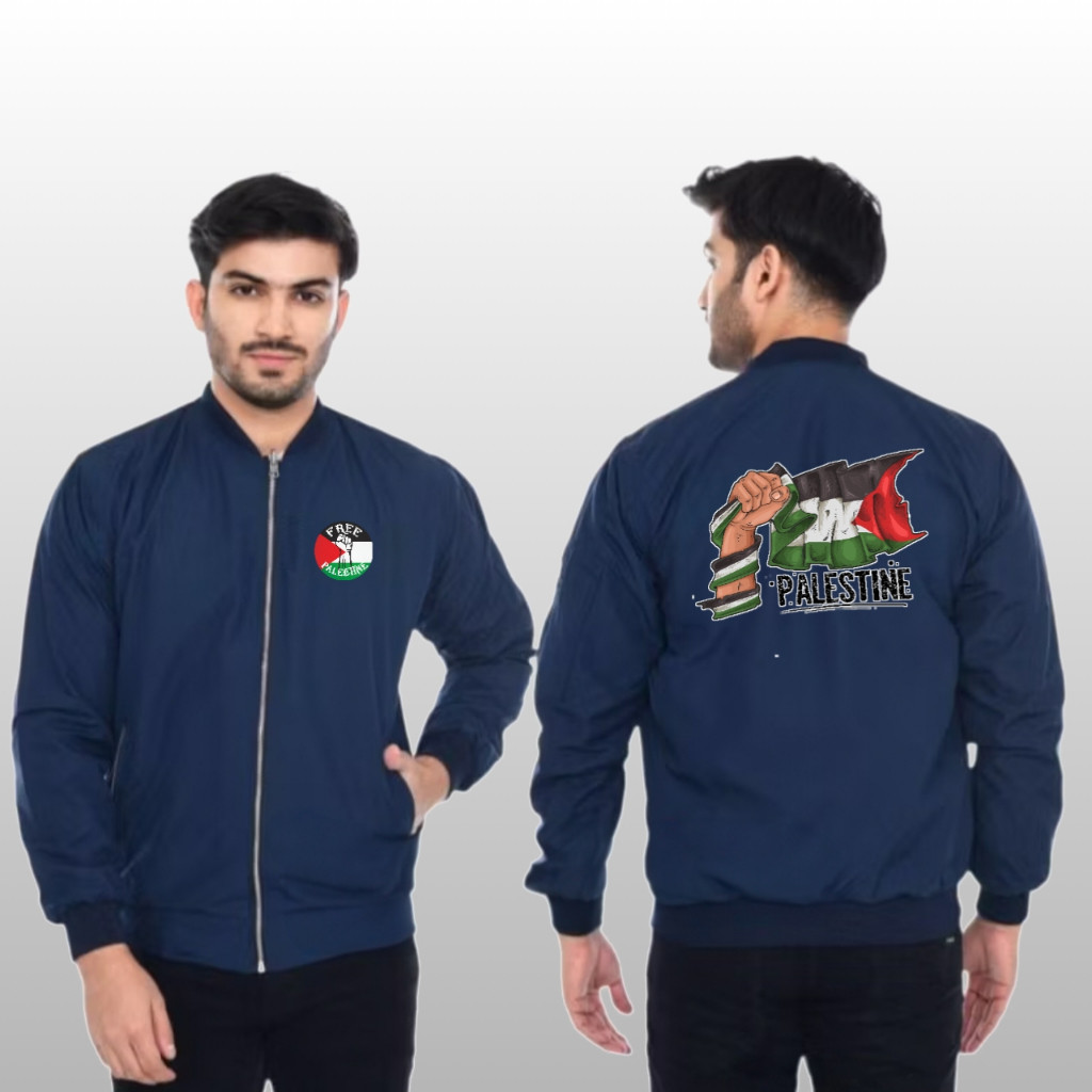 Jaket Bomber Free Palestine F16 Bahan Premium