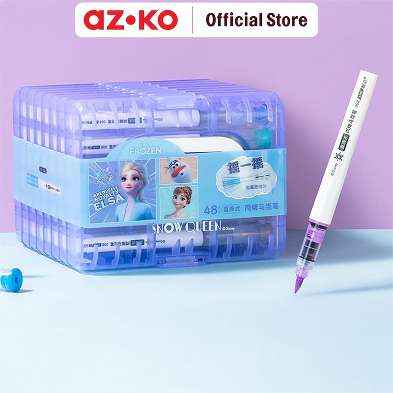 AZKO Ataru Spidol Polymark 48 Warna Frozen - Mix Pena Ballpoint Pen Bolpoin Alat Tulis Lucu