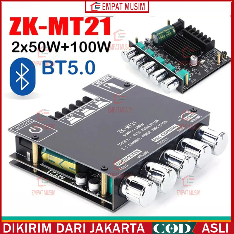Audio Stereo Bass Power Amplifier Board ZK-TB21 ZK-MT21 Bluetooth 5.0 50Wx2+100W Amplifier Mini Blue