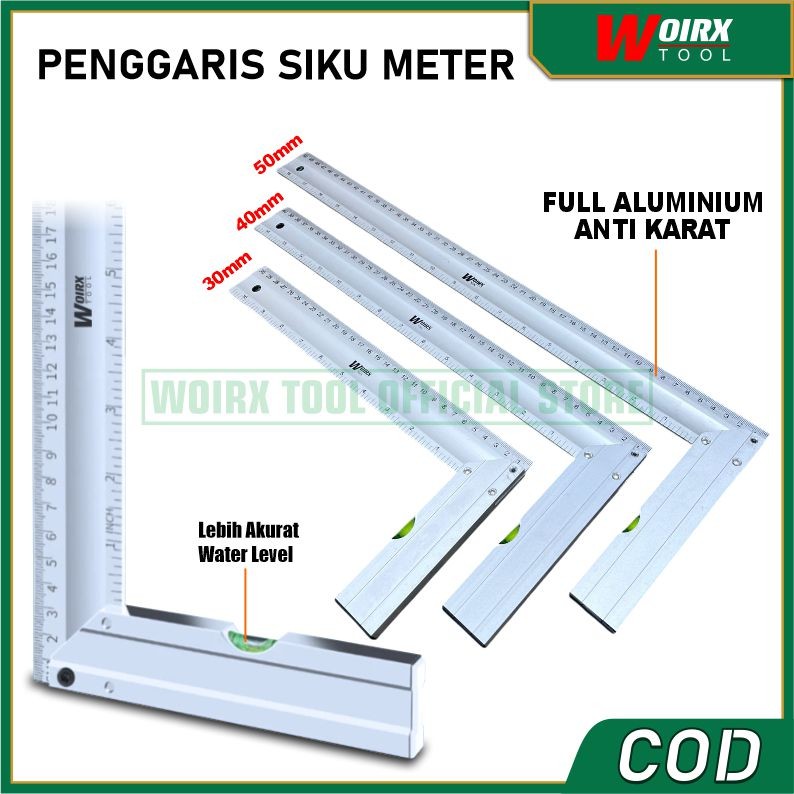 Penggaris siku tukang aluminium alloy 30cm 40cm 50cm