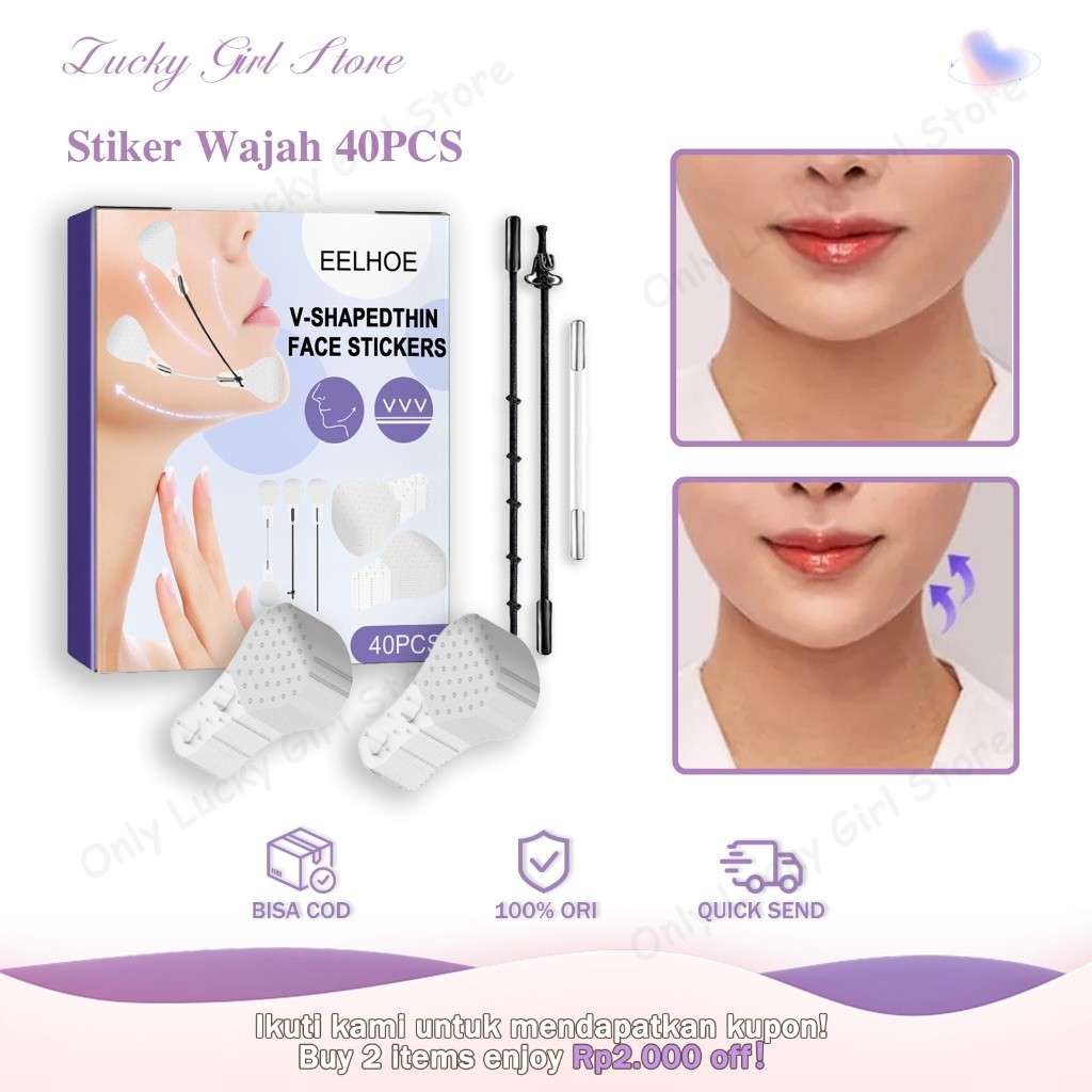 New [Beli 3 Gratis 2] EELHOE Stiker Wajah Anti Kerut 40pcs Anti Kerut Mata Dan Leher Instant Face Li