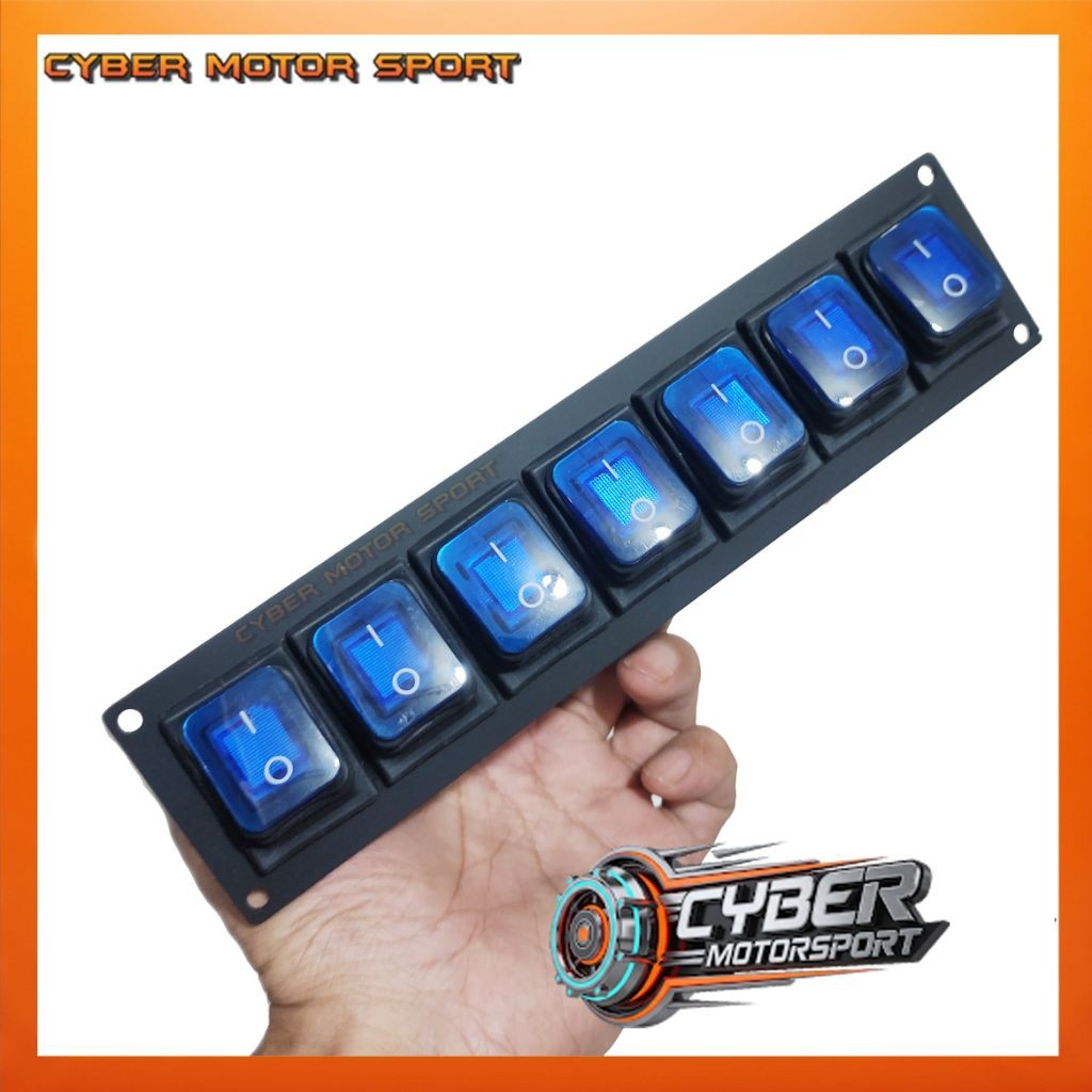 Switch panel mobil 12v 24 volt 7 saklar tombol lampu mobil offroad bus truk sedan 7 gang rocker swit
