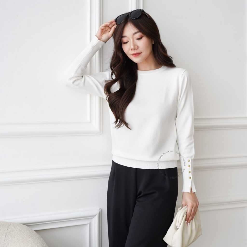 FERNISTYLE DANICA KNIT TOP - ATASAN WANITA TANGAN PANJANG BAHAN RAJUT