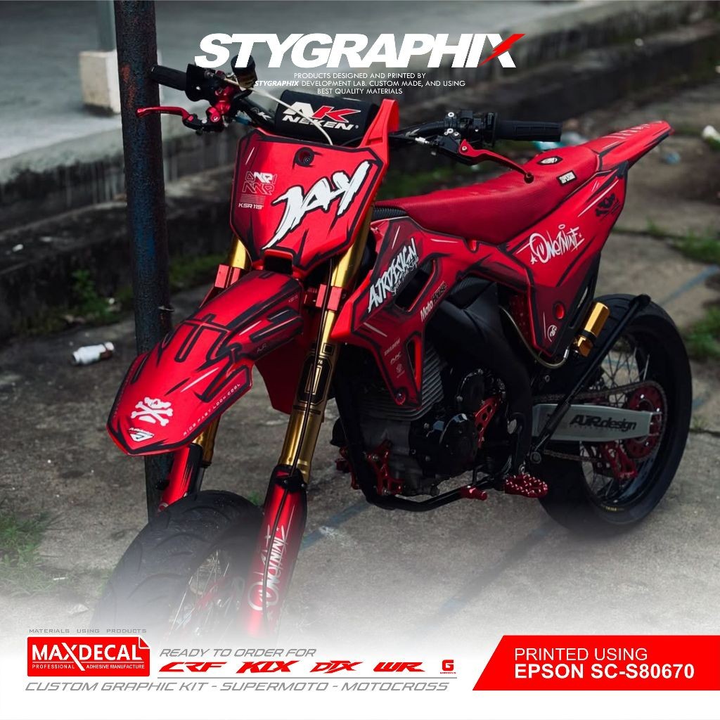 DECAL CRF 450 MERAH READY UNTUK KLX DTX GORDON SM