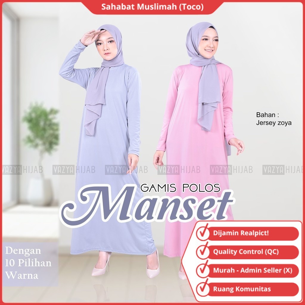Manset Gamis Lengan Panjang Mangset Baju Polos Dewasa Maset Menset Wanita Inner Basic Iner Terbaru 2