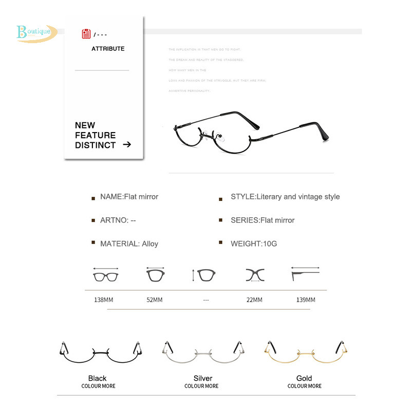 COD ❤Bingkai Kacamata Wanita Selebriti Internet Dihiasi Kacamata Setengah Bingkai