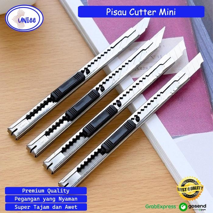 

UNI88 Pisau Cutter Besi Mini & Stainless Premium Quality Pegangan Nyaman Super Tajam Awet Renceng Termurah