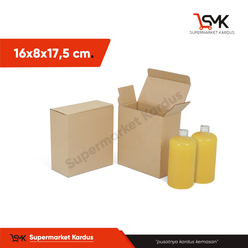 

Box 16x8x17,5 ( milofrez Isi 2 ) - Box/Kardus/Karton/Polos/Hampers/SlipLock/Kardus2Botol/Packaging/KardusSliplock/Tinggi10/Tinggi17,5