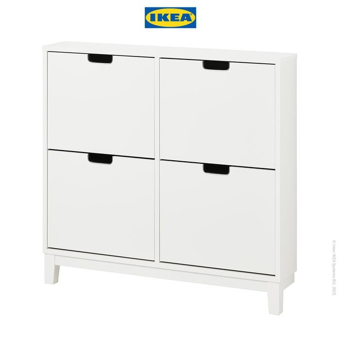 IKEA STALL Rak Kabinet Sepatu Dengan 4 Kompartmen Putih 96x17x90 cm Kayu - Tidak Dirakit