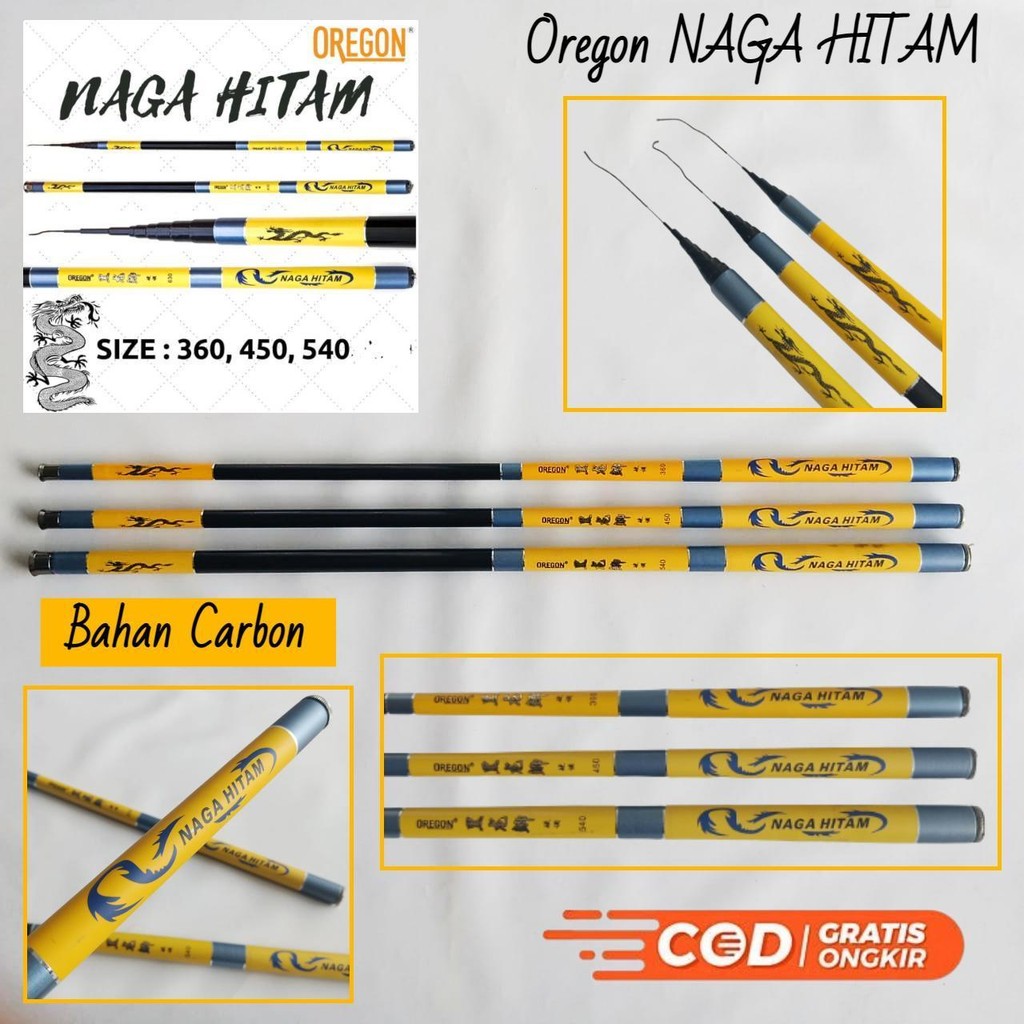 Joran Tegek Carbon Dan Set Kolong Oregon Naga Hitam 360 450 540 630 Original Tangkai Pancing Tegeg R