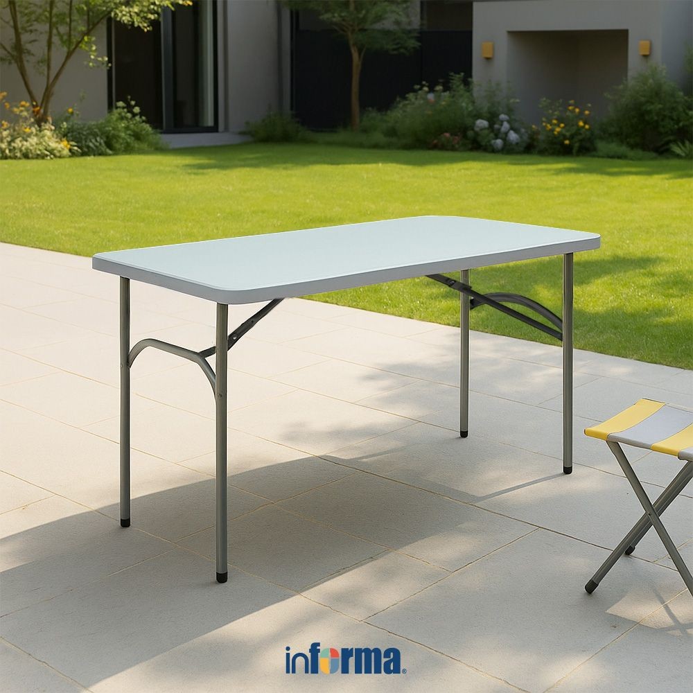 Informa Meja Lipat Serbaguna Plastik Hdpe 122 cm - Abu-Abu Folding Table Foldable Study Desk Meja Be