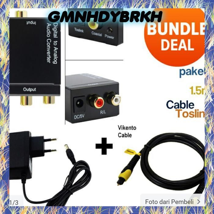 Paket kabel Optik Toslink + Conventer Optik Audio To RCA/Analog Audio