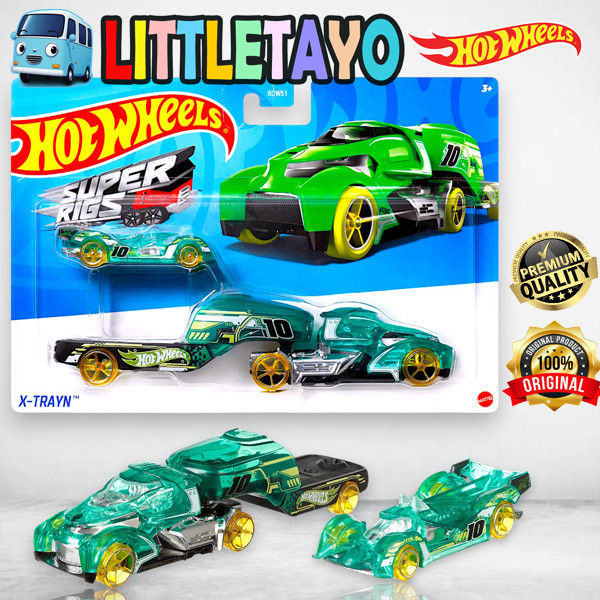 Hot Wheels Super Rigs X-Trayn with Hi-Tech Missile Diecast Mobil Truck Transport Trailer Towing