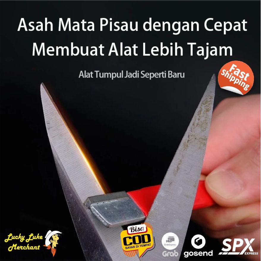 Pengasah Penajam Genggam Serbaguna Menajamkan Gunting Pisau Golok Sabit Cangkul yang Tumpul