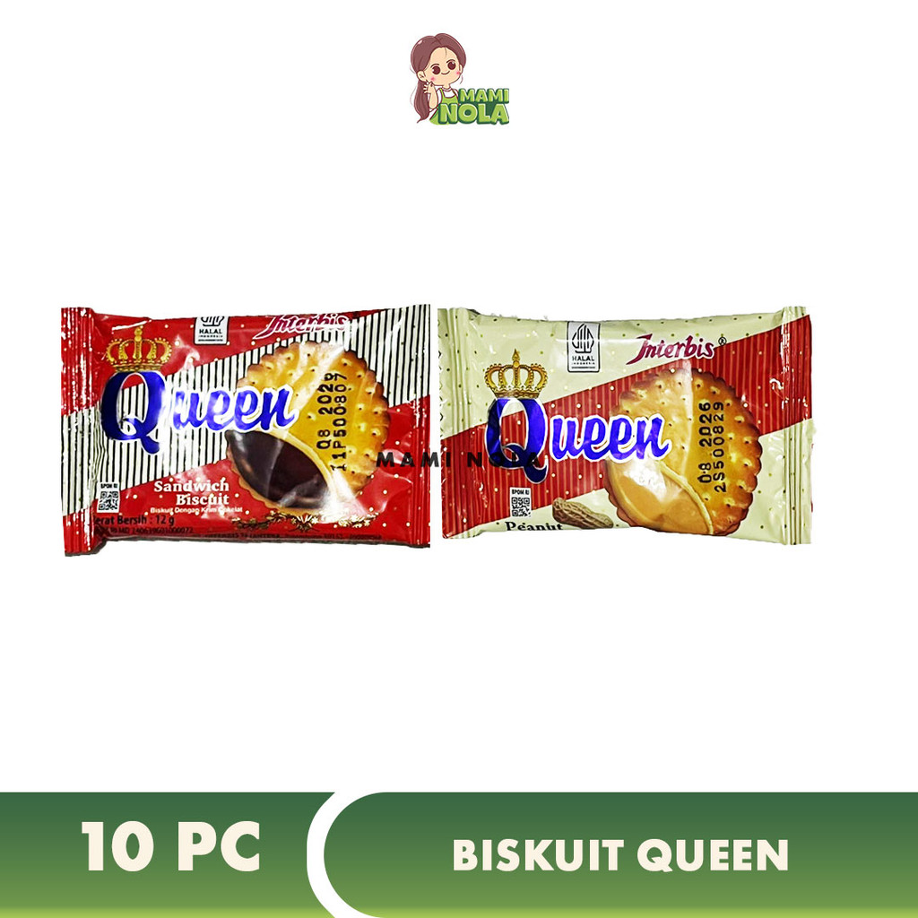 Biskuit Sandwich Jadul Queen rasa Coklat Kacang Isi 10 pc