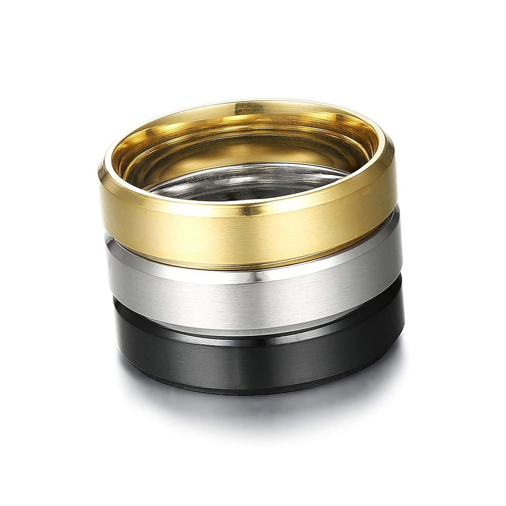 New Promo  Cincin Titanium Pria Wanita Keren Unisex Silver Emas Hitam Perak Titanium Asli