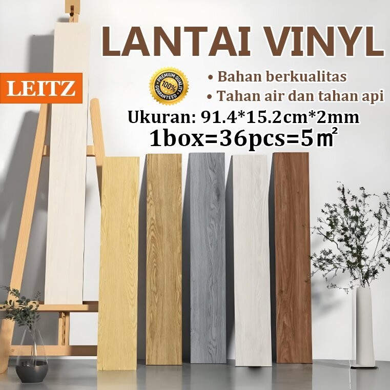 LEITZ - （1 box/36pcs） Lantai Vinyl Vinyl Stiker Lantai Kayu Stiker Lantai PVC berperekat tahan air t