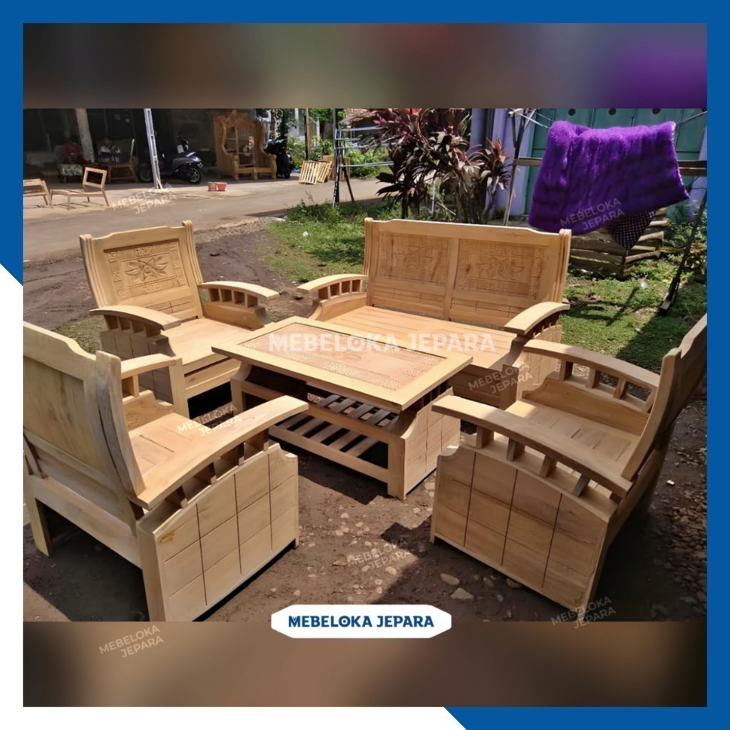 Set kursi tamu jati tulang anak gajah alana. Meja tamu kayu jati