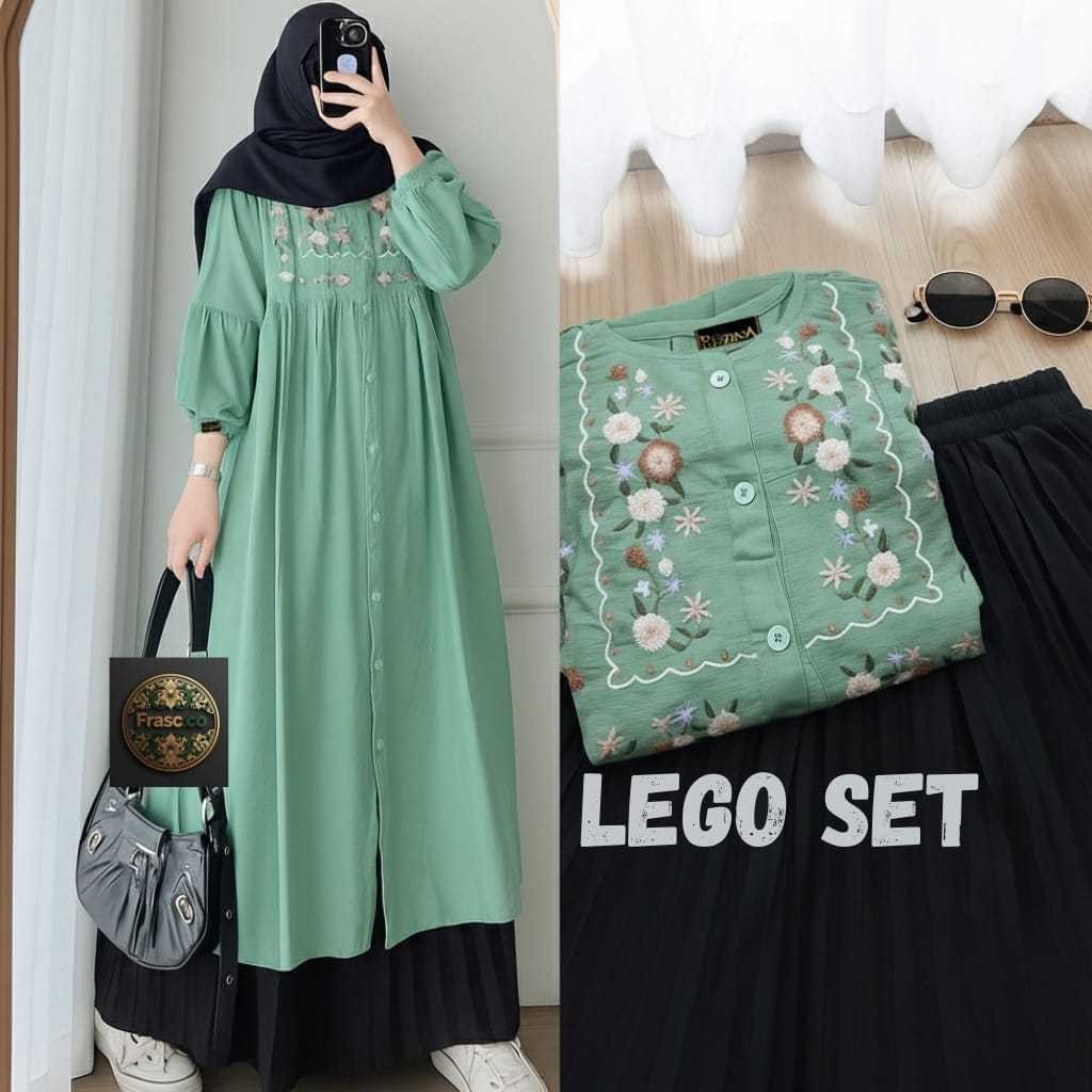 stelan midi dan rok plisket wanita terbaru 2025 kekinian viral lego set