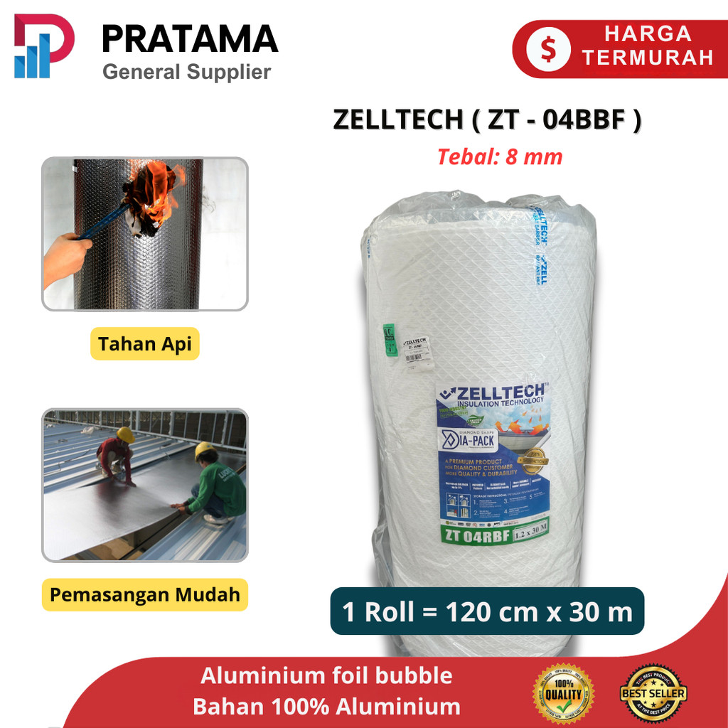 insulation Peredam Panas Aluminium Foil Bubble Zelltech 8mm (ZT-04BBF)