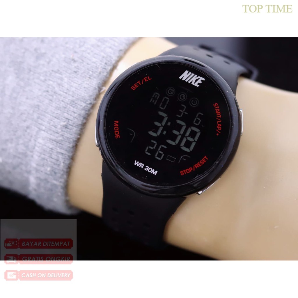 Jam Tangan Wanita Nike Digital Fashion Body Bulat Tali Rubber ||JAM TANGAN TERBARU BISA COD