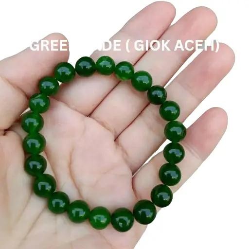 GREEN JADE (GIOK ACEH) - Gelang Batu Alam Asli Grren Jade / Giok Hijau Aceh - Batu Giok Asli, Mewah,