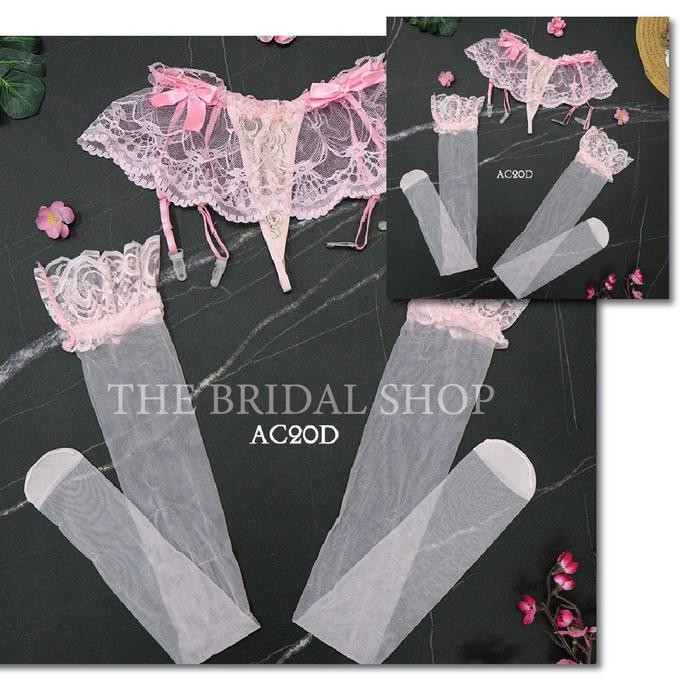 Garter Belt Stocking Set Premium Brokat Pink Aksesoris Lingerie AC20D