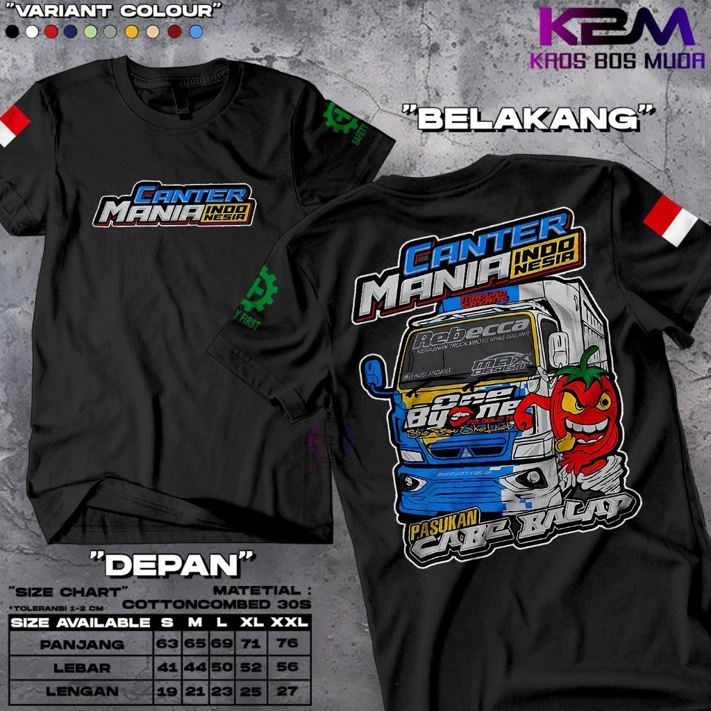 bazaarstore Kaos Truck Canter Mania Indonesia Terbaru |Pasukan Cabe Balap | Kaos Truk Oleng | Kaos N
