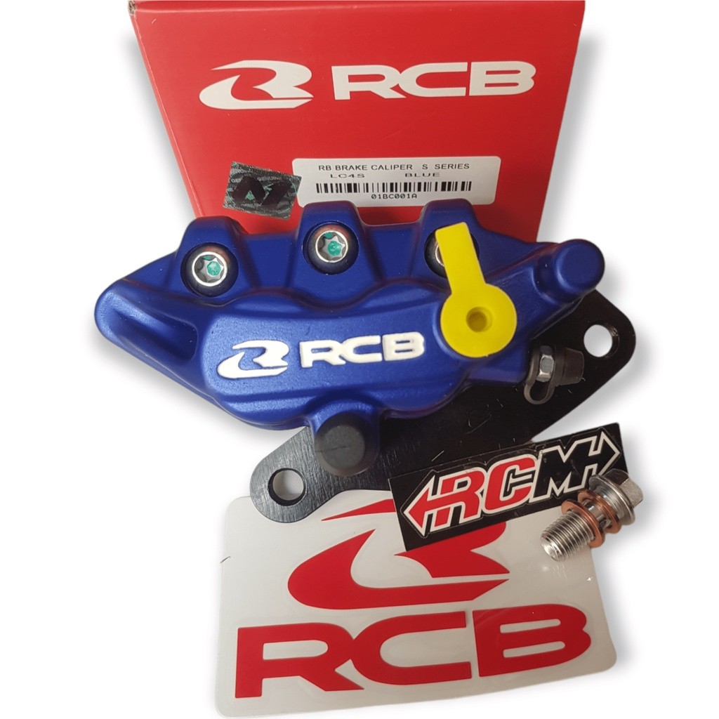 KALIPER CALIPER DEPAN RCB RACING BOY RACINGBOY DOUBLE PISTON S SERIES WARNA BIRU HITAM GOLD SILVER M