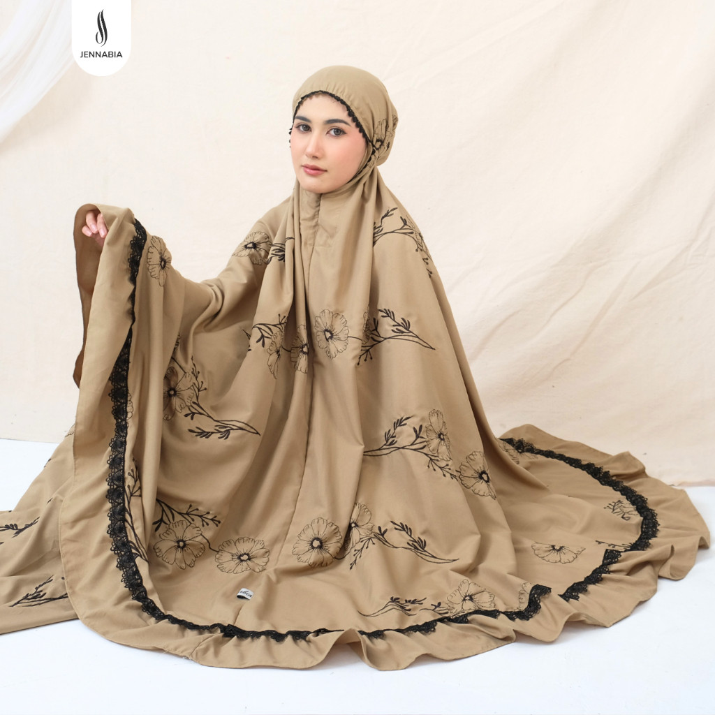 DIKASHOP JENNABIA - Mukena Bordir Dewasa Jumbo Premium Rempel Maryam Renda Mewah Terbaru Bahan Adem 