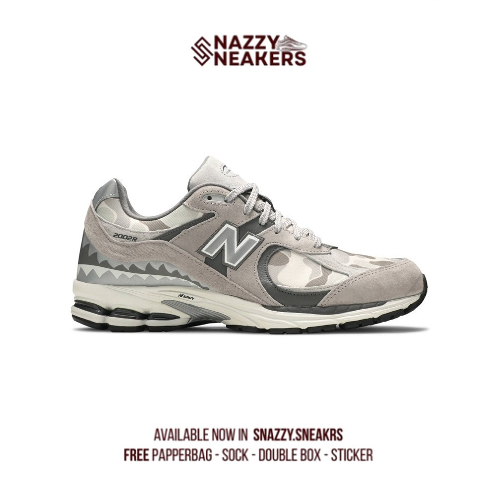 Sepatu New Balance BAPE X  2002R APES TOGETHER STRONG GREY CAMO' Sneakers Original unisex