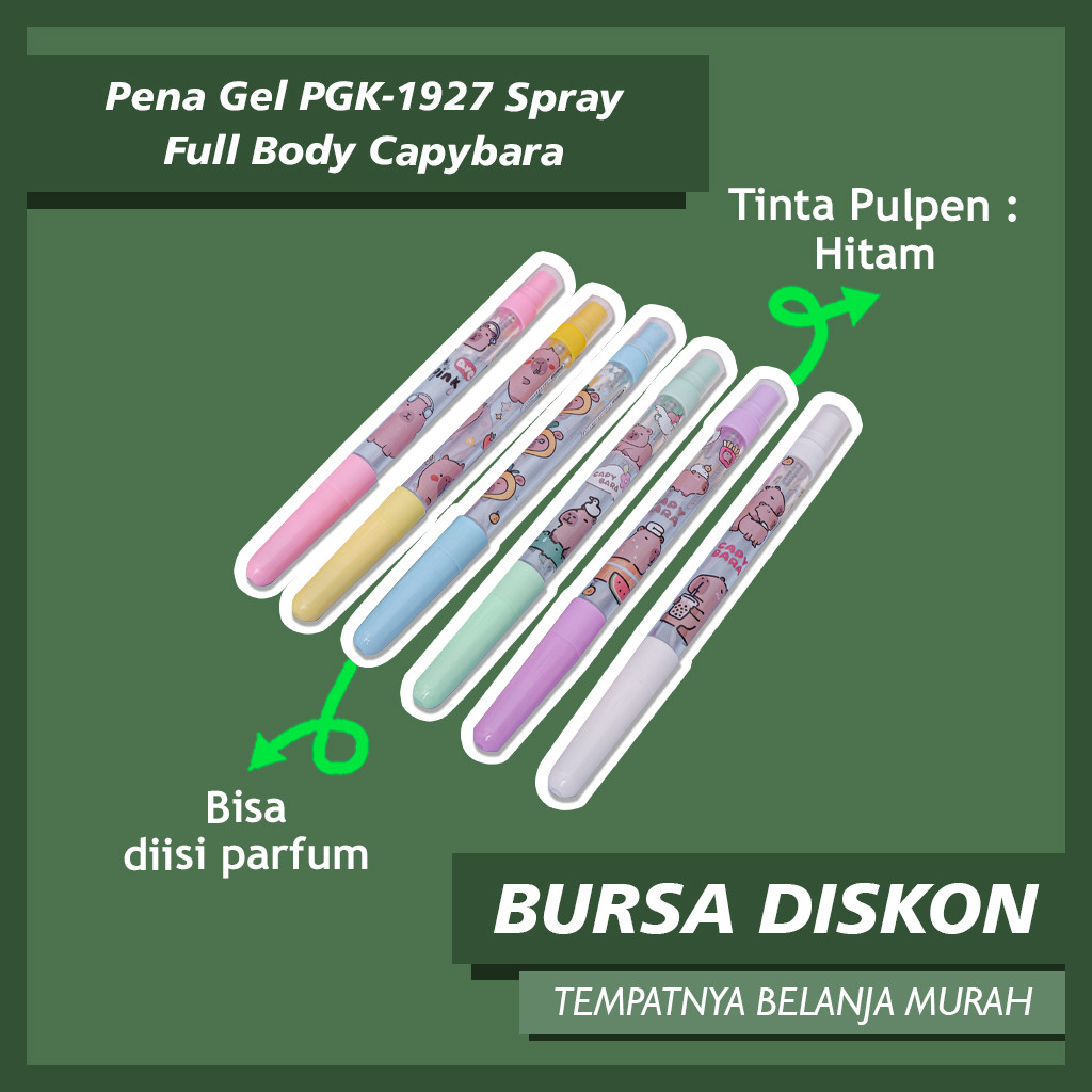 Pena Gel Spray Full Body Capybara PGK-1927 Tinta Hitam Pen Bolpen Lucu Hewan Grosir Bisa COD