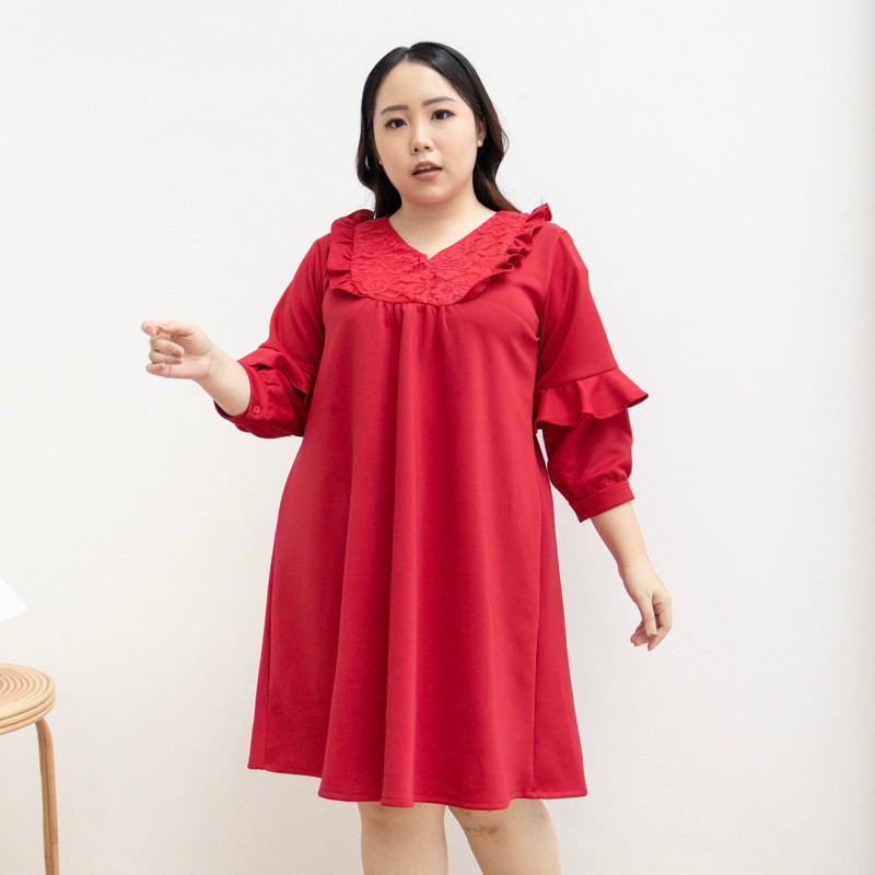 Eclaire - Loryn Scuba Dress Normal Grande | Dress Pesta Import Gaun Wanita Scuba Tebal Jumbo XXL Big