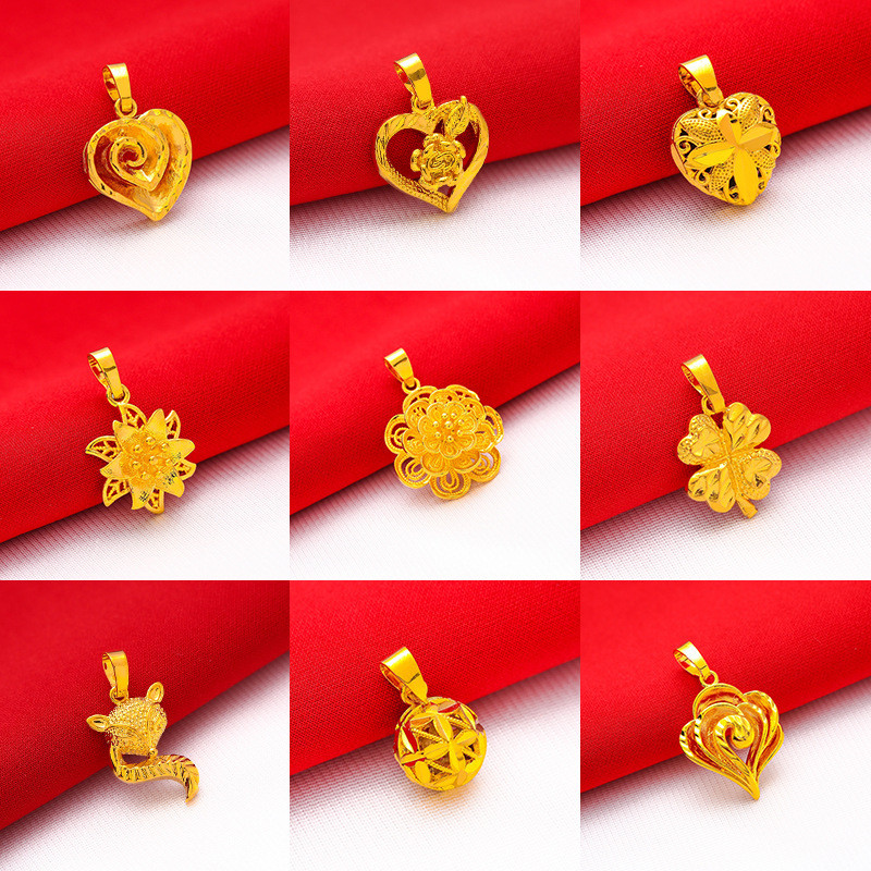 Simulasi Vietnam pasir liontin emas betina 24K kuningan berlapis emas Guanyin Buddha ikan mas drop a