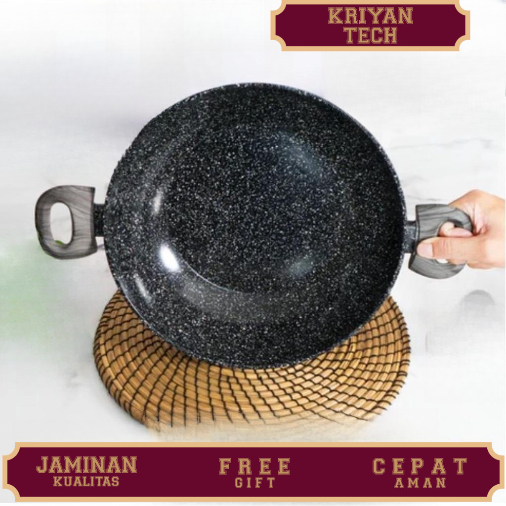 BOLDe Super Pan 2 Ear Granite Wok Pan 30CM Black Dark Knight - Wajan Kuping Granit 30 CM