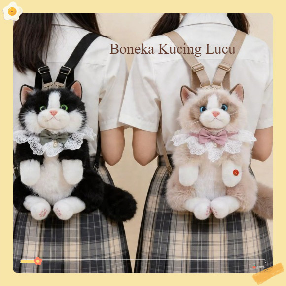 Tas Ransel Premium Boneka Kucing Lucu 2 Warna TOM Bag