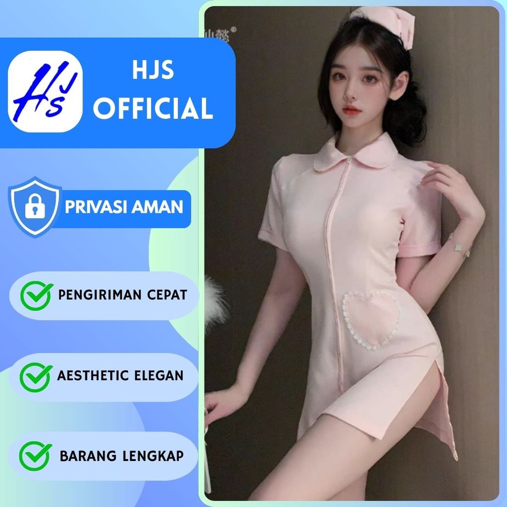 HJS 8705 Kostum Perawat Baju Cosplay Perawat Nurse Dokter Wanita Dewasa Dinas Malam