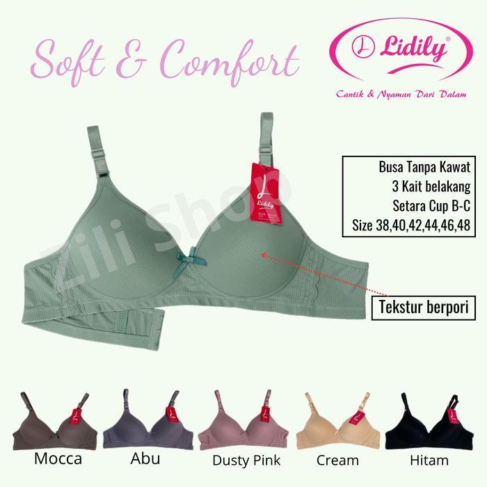 Lidily Bra BH Soft & Comfort Busa Tanpa Kawat Size 38, 40, 42, 44, 46, 48 (Promo 1 PCS, 3 PCS & 6 PC