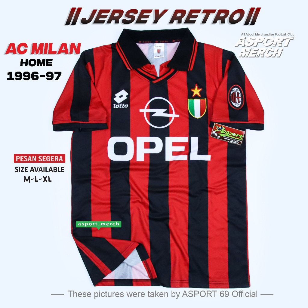 JERSEY RETRO AC MILAN HOME NEW 1996 1997 SOCCER JERSEY RETRO MILAN 96 97 IMPORT