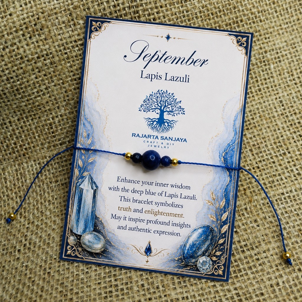 Gelang Birthstone "Best Wishes" - Lapis Lazuli - Bulan September untuk Kebijaksanaan & Pencerahan