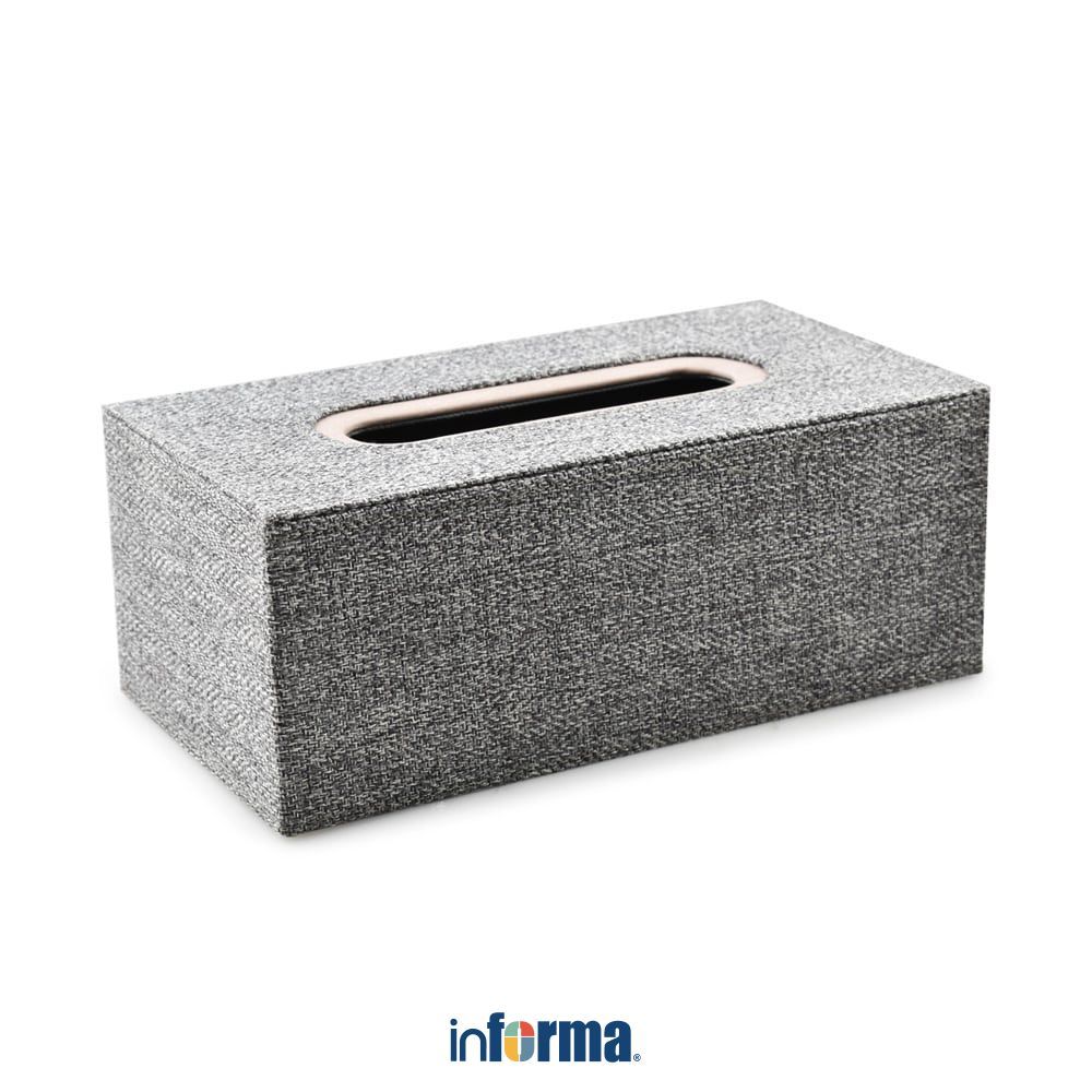 Informa Tempat Tisu Kulit 25.3x13.4x9.9 cm - Abu-Abu Tempat Tisu Kotak Tissue Holder Organizer Rumah