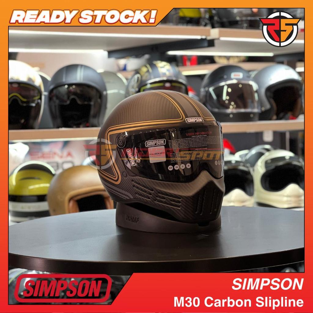 Helm Motor SIMPSON M30 Carbon Slipline FullFace Helmet Original USA