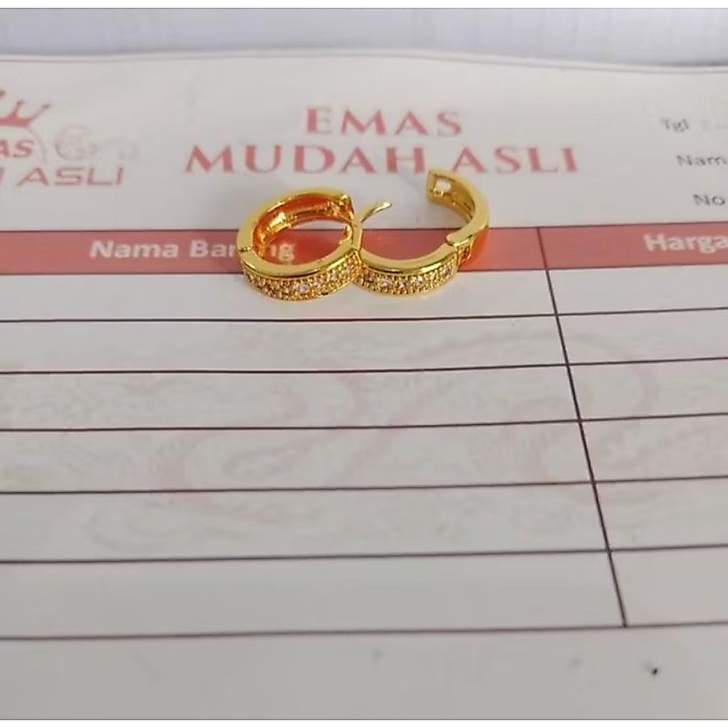 Anting Wanita jepit emas muda asli dapat surat dari toko