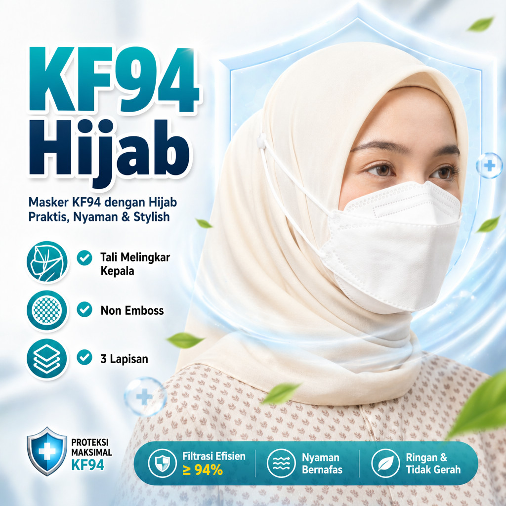 Masker Hijab KF94 | Masker KF94 Hijab |  KF94 Hijab  | Masker Hijab