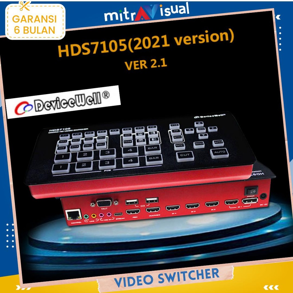 All In One Video Switcher DeviceWell HDS7105 + HardCase Vmix OBS Streaming