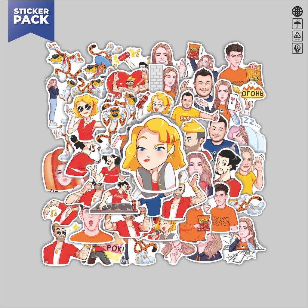

[100PCS]Stiker Pack Stiker Maskot Lays Aesthetic Vinyl Anti Air Dekorasi Sticker Laptop Buku Journal Koper Helm Casing HP Gitar Helm Skateboard