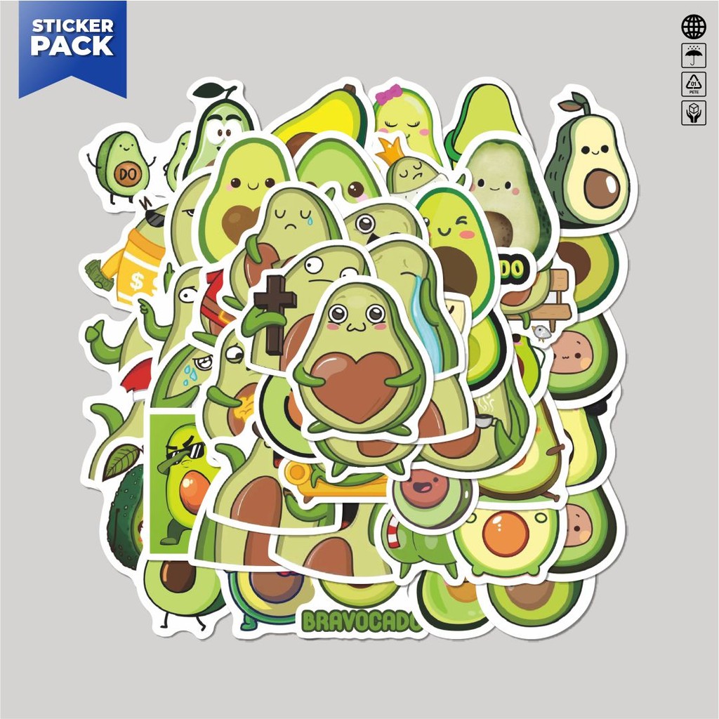 

[100PCS]Stiker Pack Stiker Buah Alpukat V2 Aesthetic Vinyl Anti Air Dekorasi Sticker Laptop Buku Journal Koper Helm Casing HP Gitar Helm Skateboard