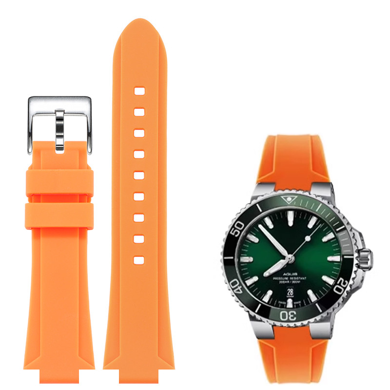 Convex interface 24*11 silicone rubber strap for ORIS AQUIS Bracelet ving watch strap Waterproof Wat