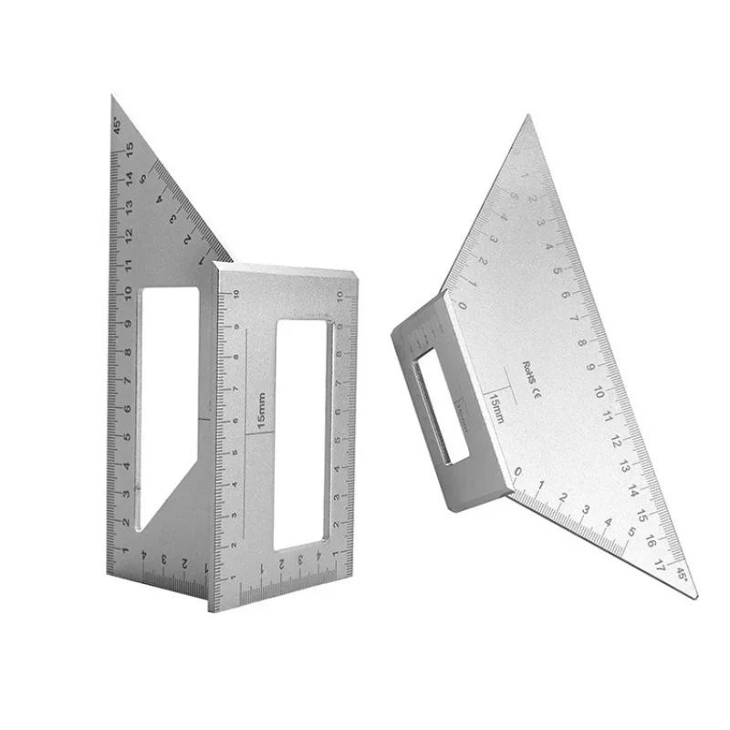 

Aluminum Alloy Stainless Steel Multifunctional Square 45+90 Degree Gauge Angle Ruler T-shaped Measuring Woodworking Ruler Tool