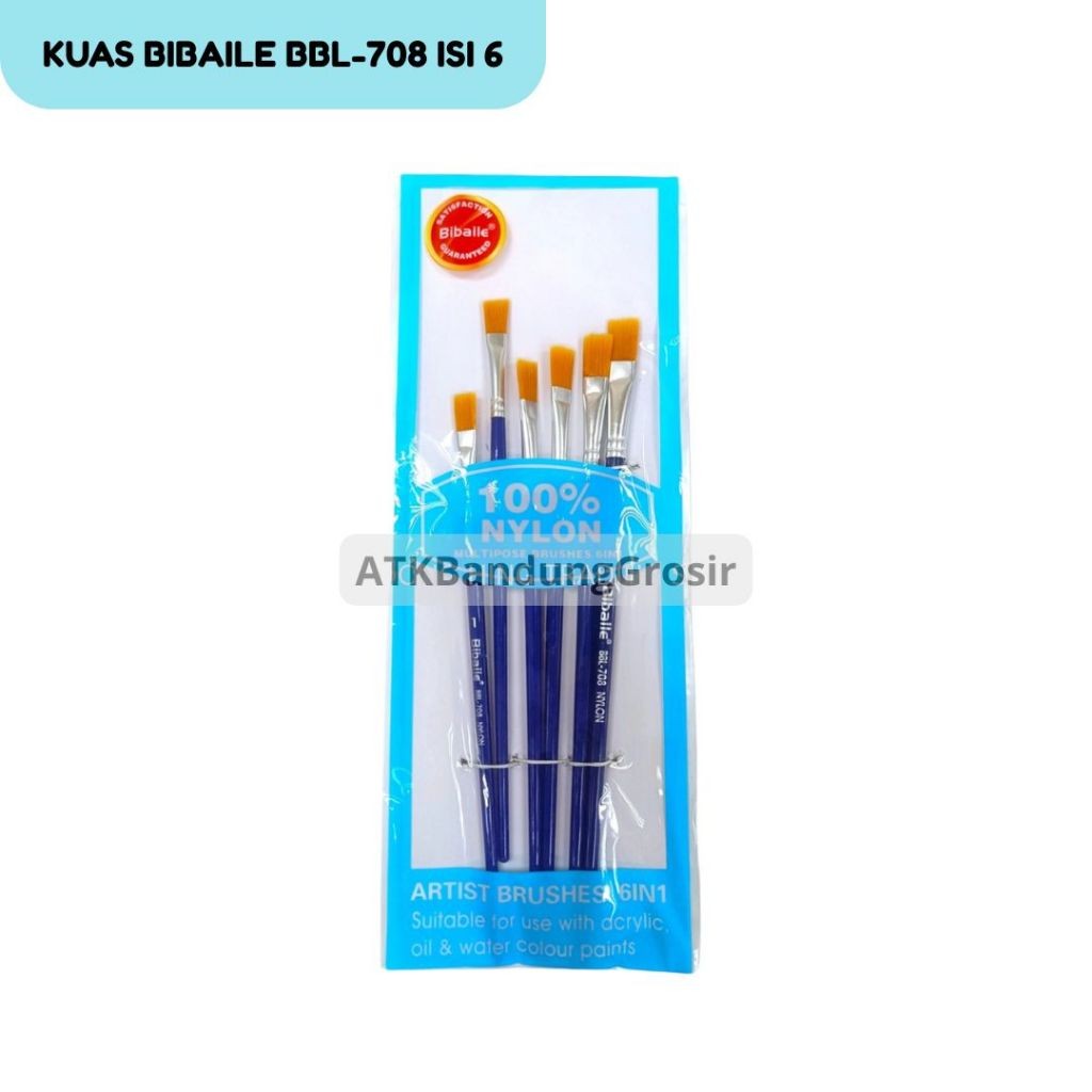 

Kuas Lukis Impor Bibaile BBL – 708 Kuas Lukis Brush Nylon Set 6 Koas Nylon Flat Alat Lukis Brush Nylon 6 in 1– Set 6- SHESB